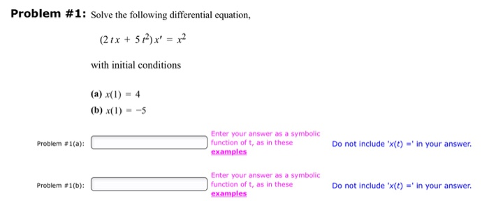 Solved Problem #1: Solve the following differential | Chegg.com
