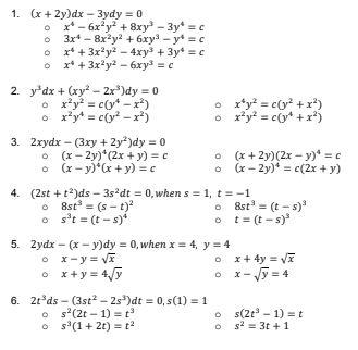 1 X 2y Dx 3ydy 0 Or 6x2y2 Xy 3y C 0 Chegg Com