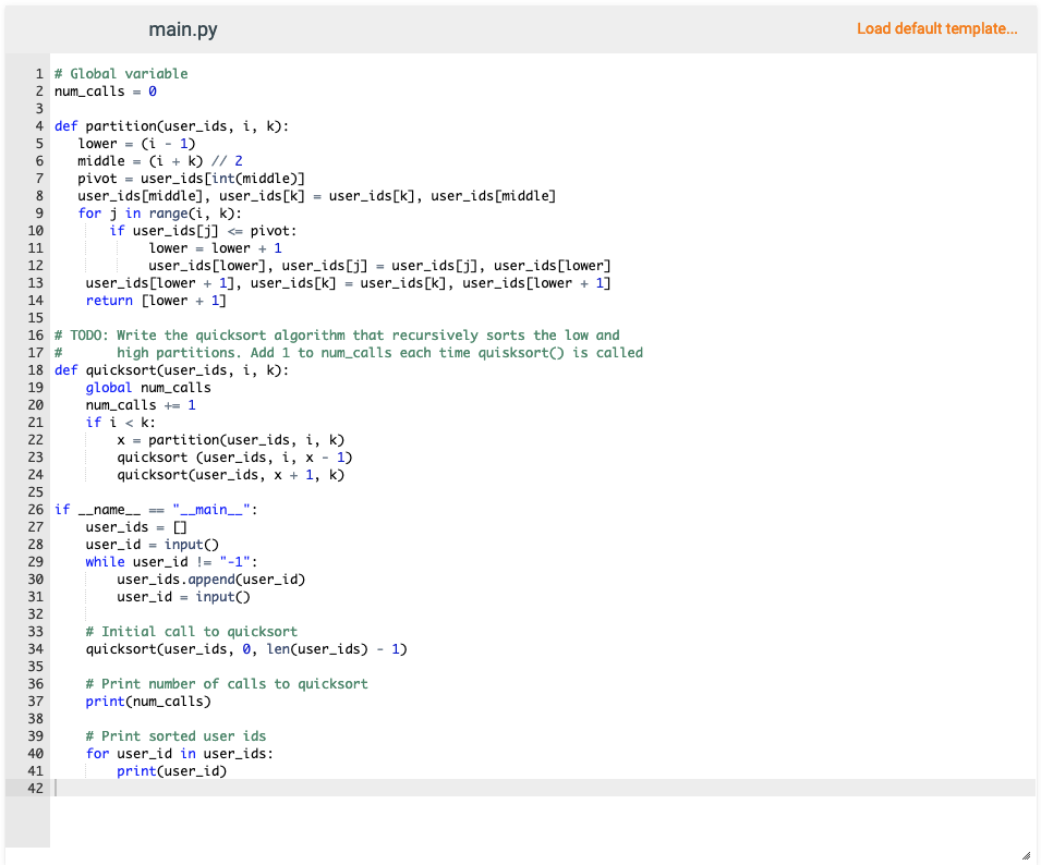 Solved 12.11 LAB Sorting user IDs Given code that reads