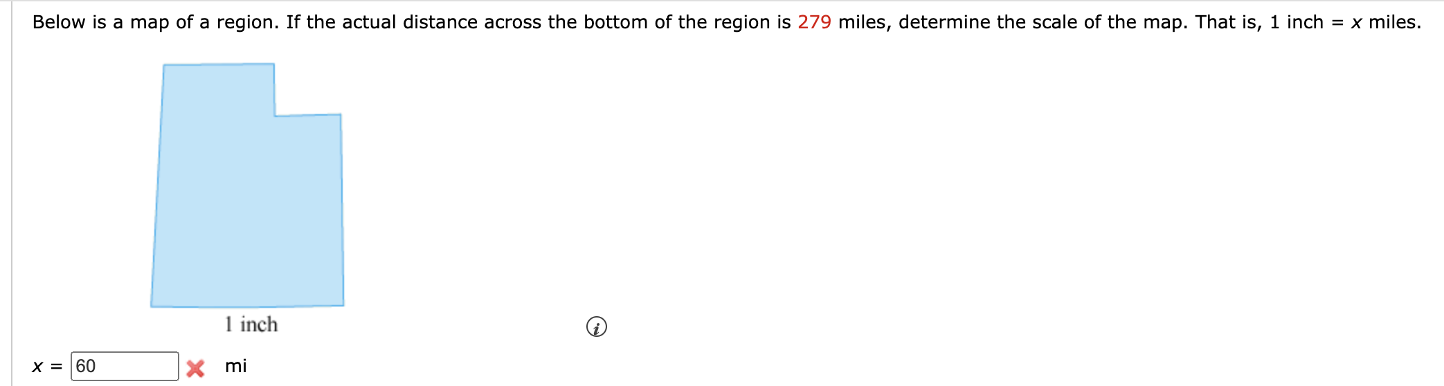 Solved Below is a map of a region. If the actual distance | Chegg.com