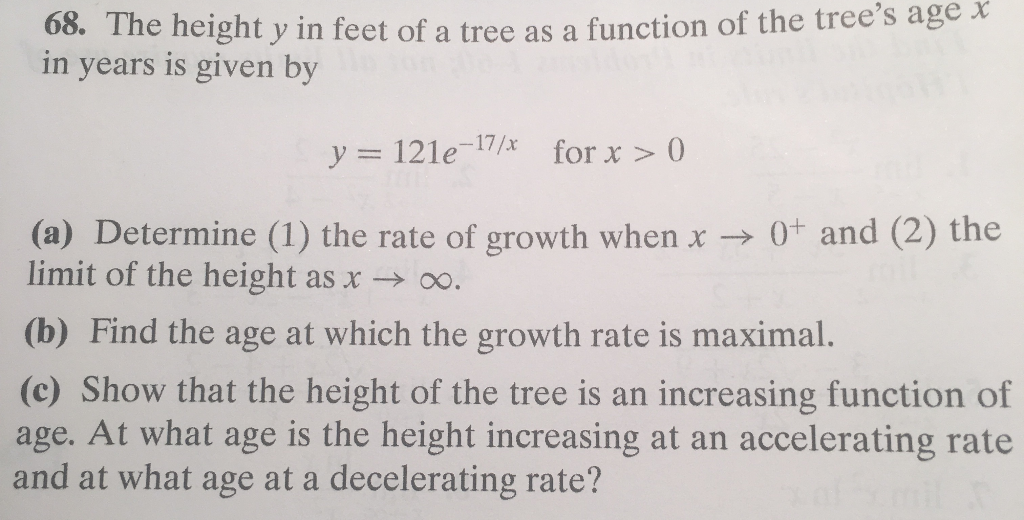 Solved 68. The height y in feet of a tree as a functi in | Chegg.com