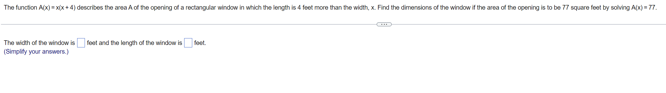 Solved The width of the window is feet and the length of the | Chegg.com