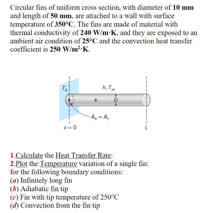 Solved Circular Fins Of Uniform Cross Section, With Diameter | Chegg.com