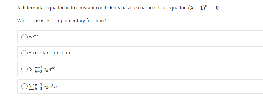 Solved A differential equation with constant coefficients | Chegg.com
