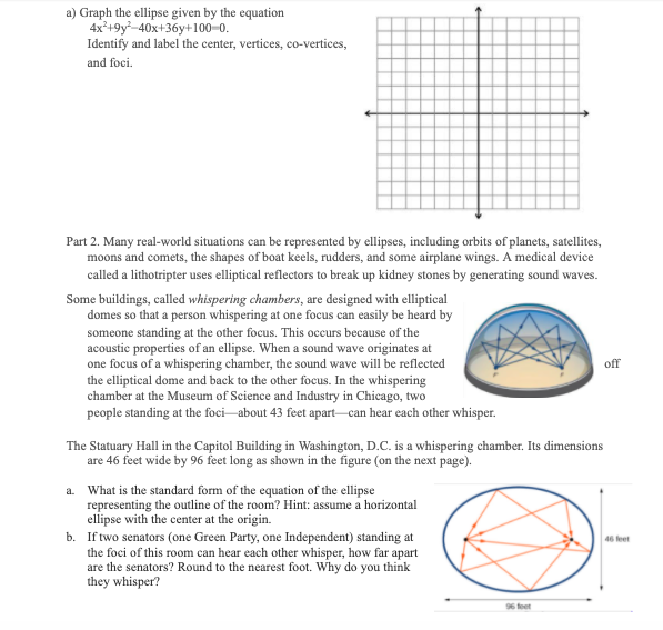Solved a) Graph the ellipse given by the equation | Chegg.com