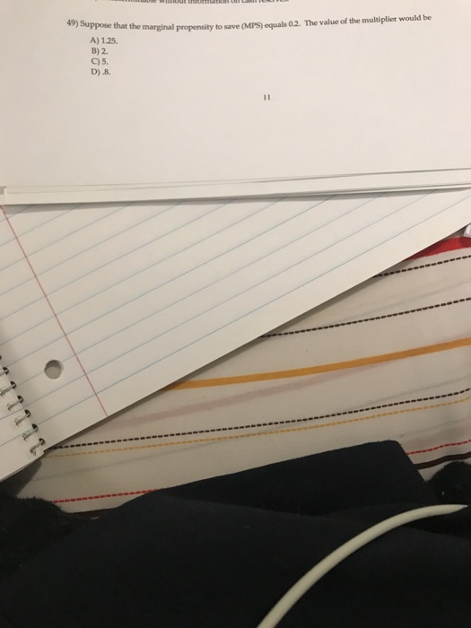Solved 49) Suppose that the marginal propensity to save | Chegg.com