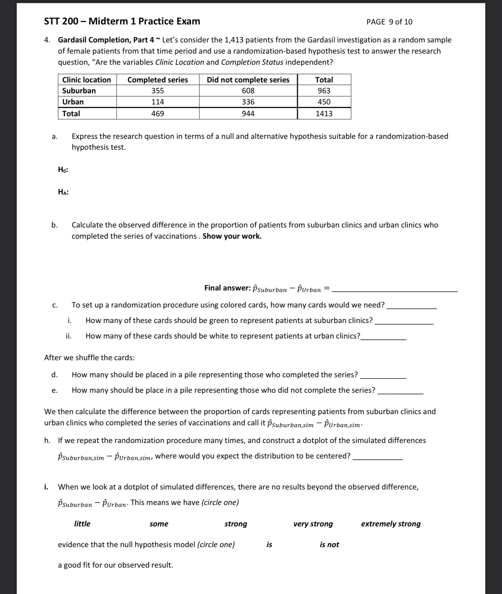 Solved STT 200 - Midterm 1 Practice Exam PAGE 9 of 10 4. | Chegg.com