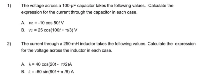 Solved The voltage across a 100-mu F capacitor takes the | Chegg.com