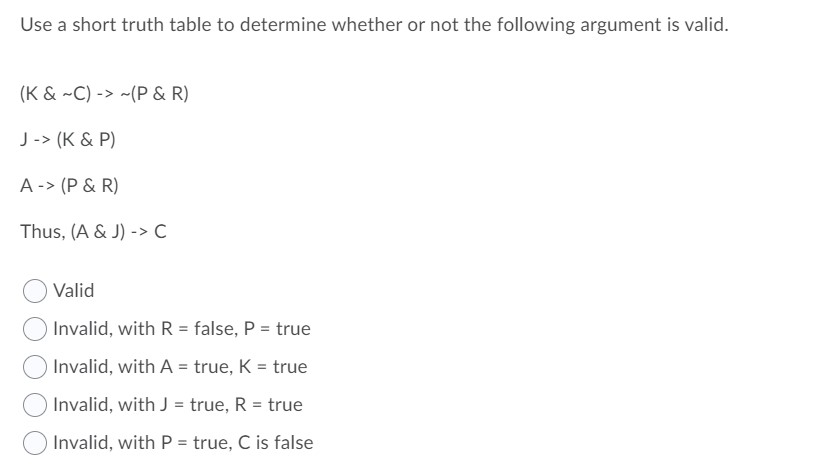 Solved Use A Short Truth Table To Determine Whether Or No Chegg Com