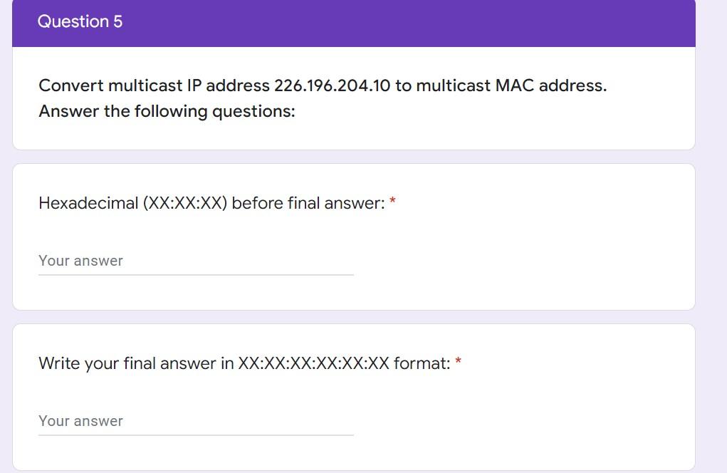Solved question 5 convert multicast ip address chegg
