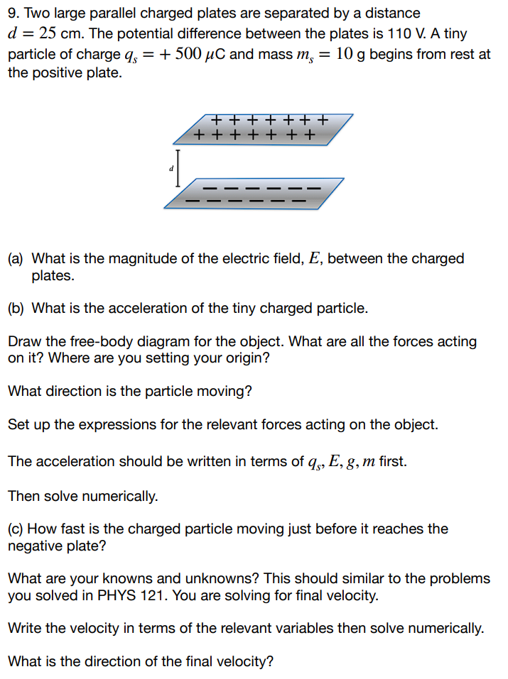 Solved 9. Two Large Parallel Charged Plates Are Separated By | Chegg.com