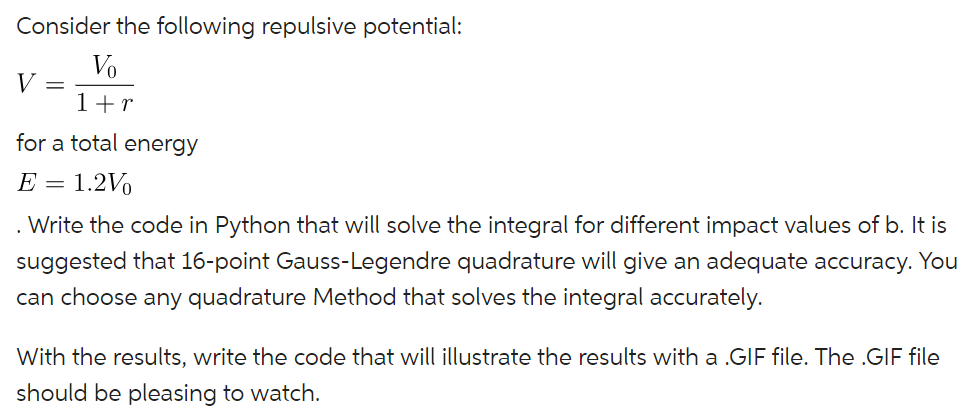 Solved Repulsive Potential The Problems Were Taken From | Chegg.com