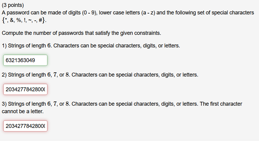 Solved (3 points) A password can be made of digits (0−9), | Chegg.com