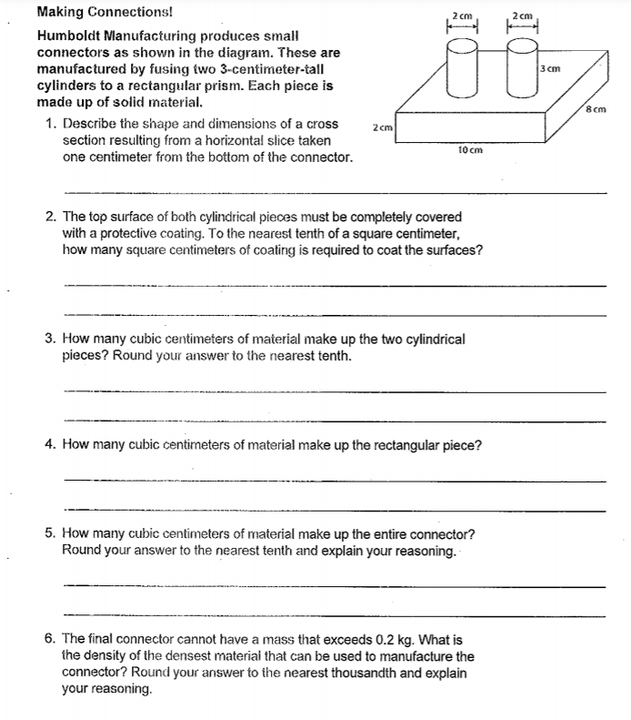 Solved 2 cm 2 cm 3 cm Making Connections! Humboldt | Chegg.com