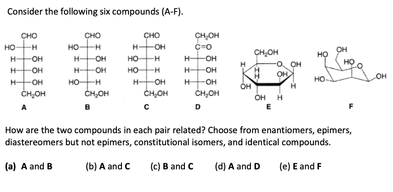 Solved Consider the following six compounds (A-F). How are | Chegg.com