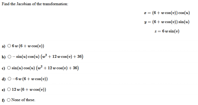 Solved Find The Jacobian Of The Transformation T 6 W Chegg Com