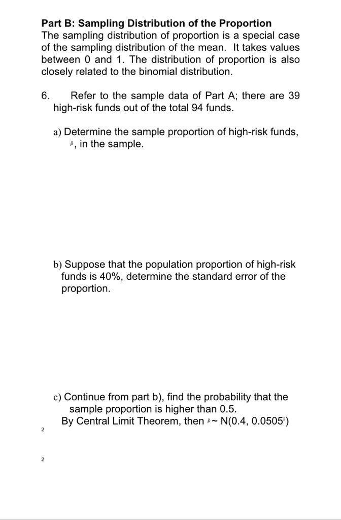 Solved Part B: Sampling Distribution Of The Proportion The | Chegg.com