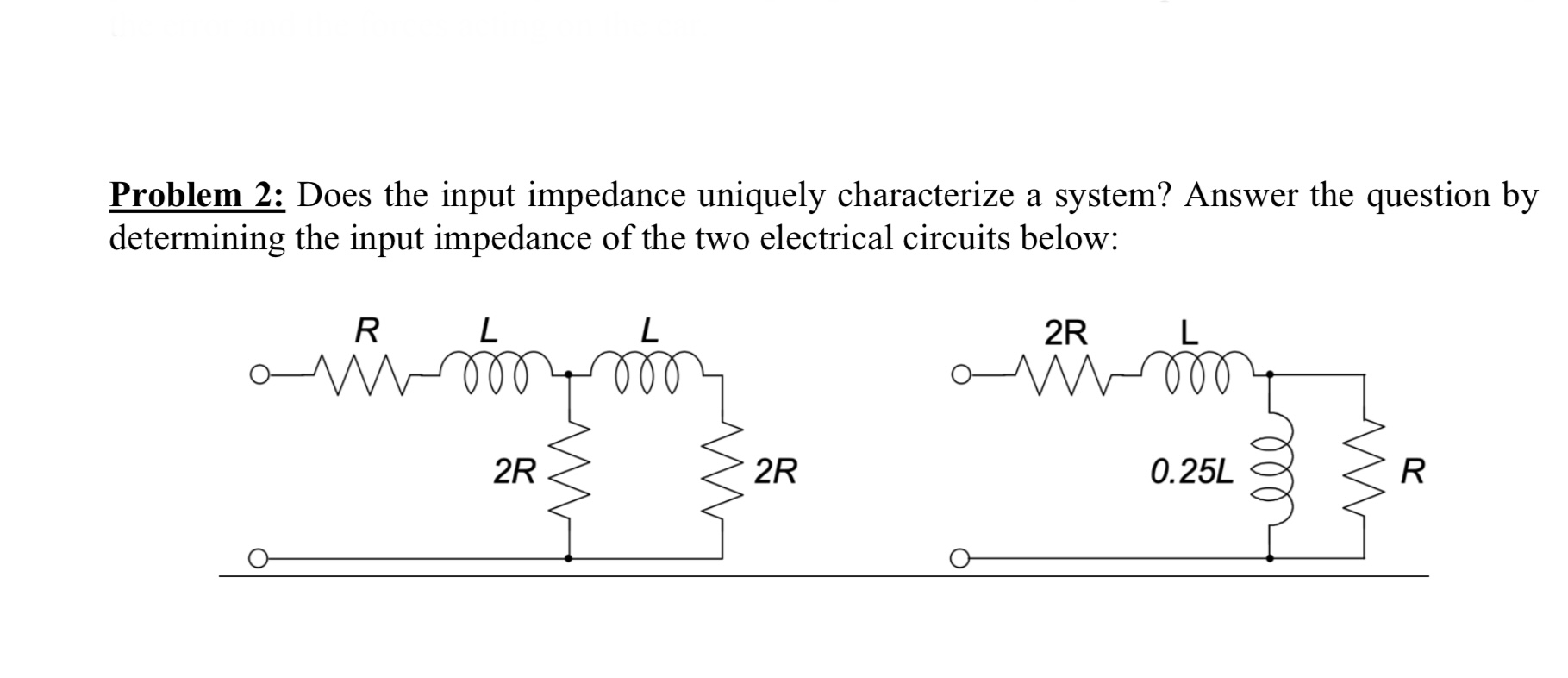 Solved Problem 2: Does the input impedance uniquely | Chegg.com