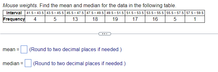 Solved mean =( Round to two decimal places if needed. ) | Chegg.com