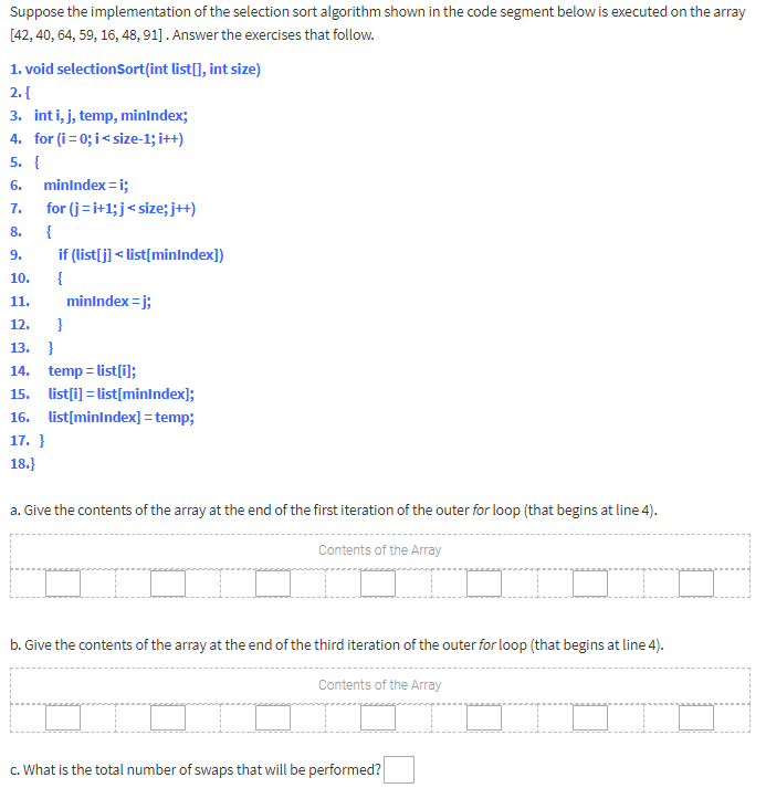 Solved Suppose the implementation of the selection sort | Chegg.com