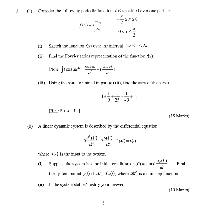 Solved 3. T (a) Consider the following periodic function | Chegg.com