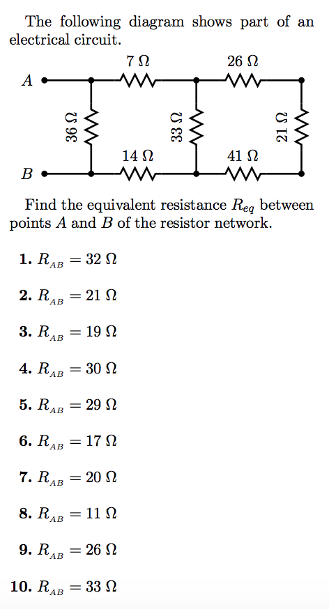 Solved The following diagram shows part of an electrical | Chegg.com