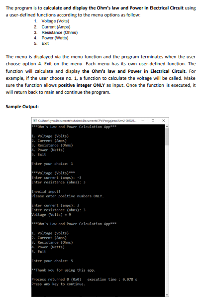 Solved Objective: Able to write a small calculation program | Chegg.com