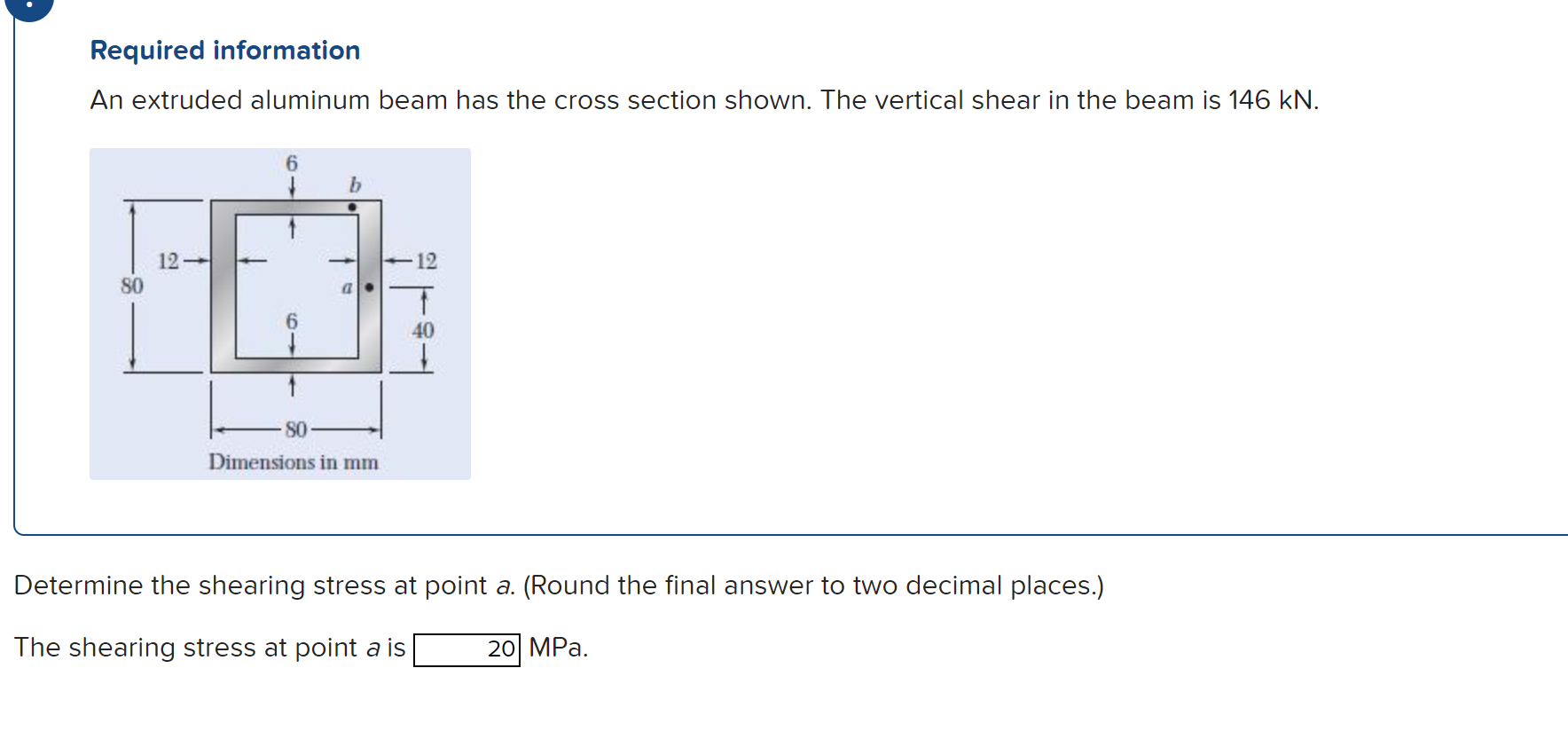 Required Information An Extruded Aluminum Beam Has Chegg 