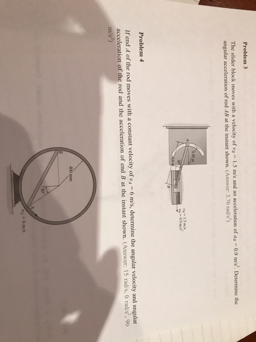 Solved The slider block moves with a velocity of v_B = 1.5