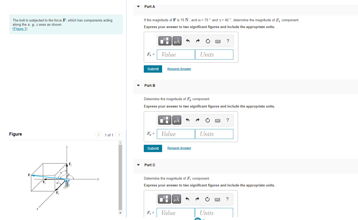 Solved Part A The bolt is subjected to the force F, which