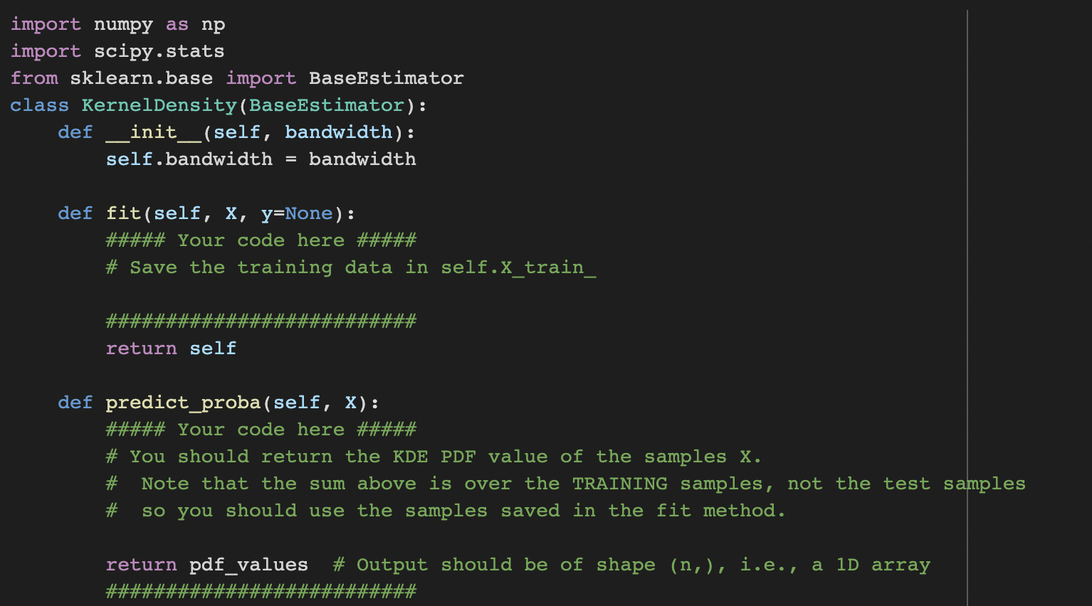 Task 1.3: Kernel density Now you will implement a | Chegg.com