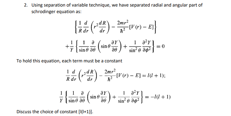 Solved 2. Using Separation Of Variable Technique, We Have 