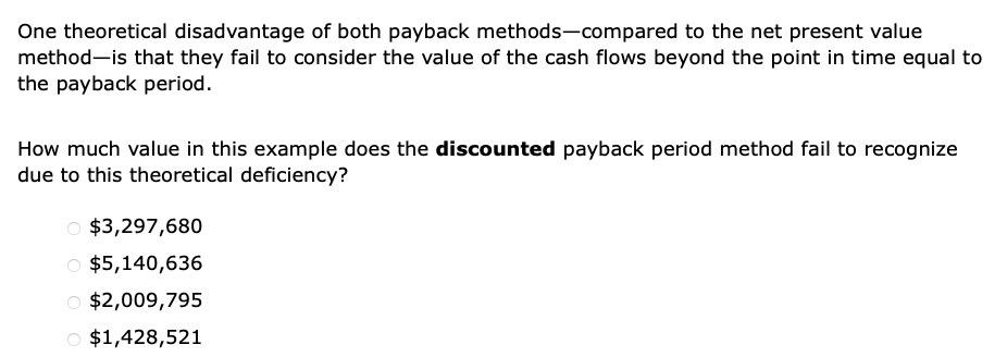 6. The payback period The payback method helps firms | Chegg.com