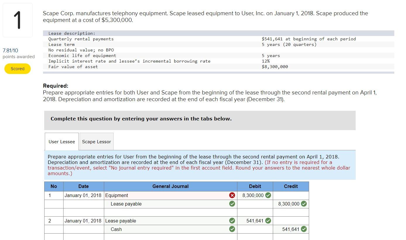Solved Journal entry #1 on part one is incorrect. Journal | Chegg.com