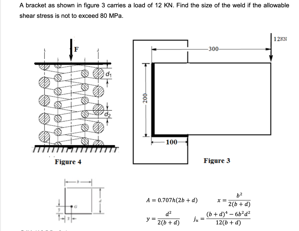 Solved A bracket as shown in figure 3 carries a load of 12 | Chegg.com