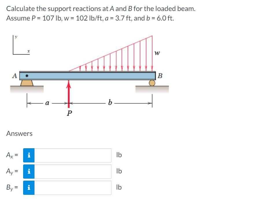 Solved Calculate the support reactions at A and B for the | Chegg.com