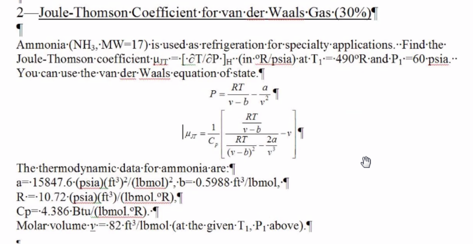 Solved Joule-Thomson Coefficient for Ammonia Ammonia (NH3, | Chegg.com