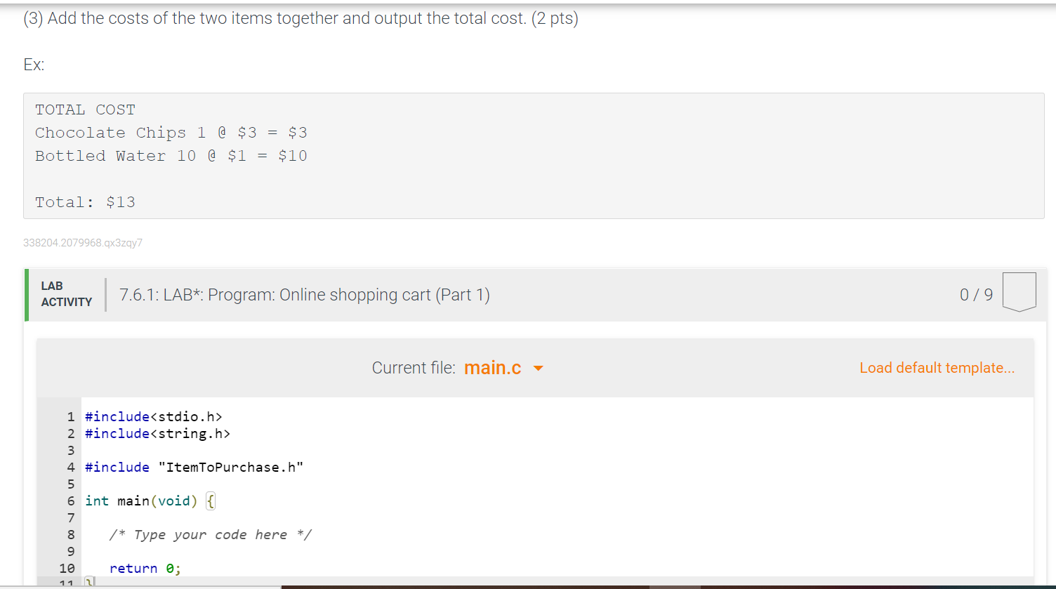 7.6 LAB* Program Online shopping cart (Part 1) (1)