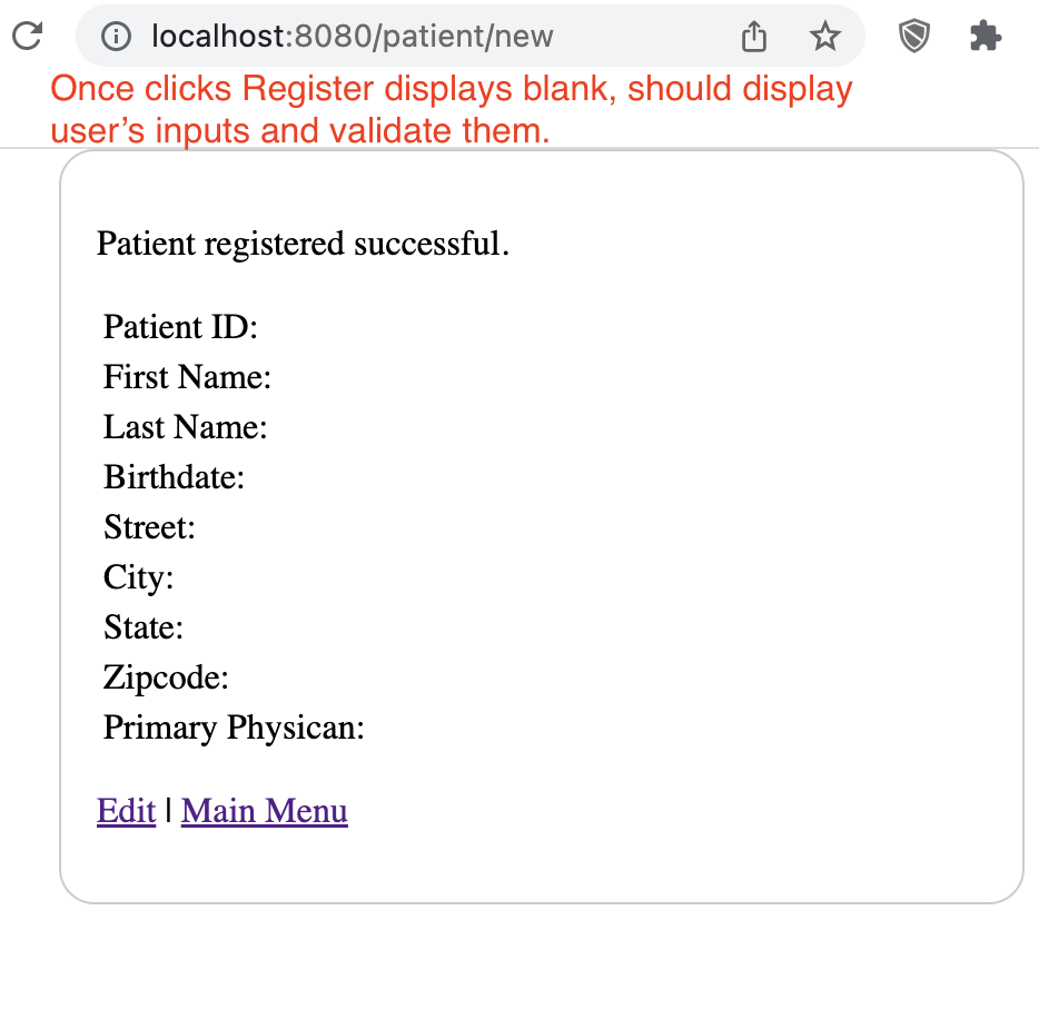 Solved Java A patient registers themselves to the system | Chegg.com