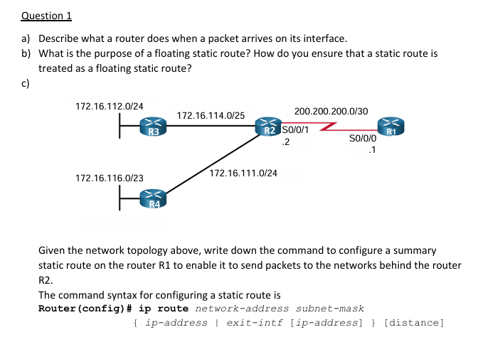 Solved Question 1 a) Describe what a router does when a | Chegg.com