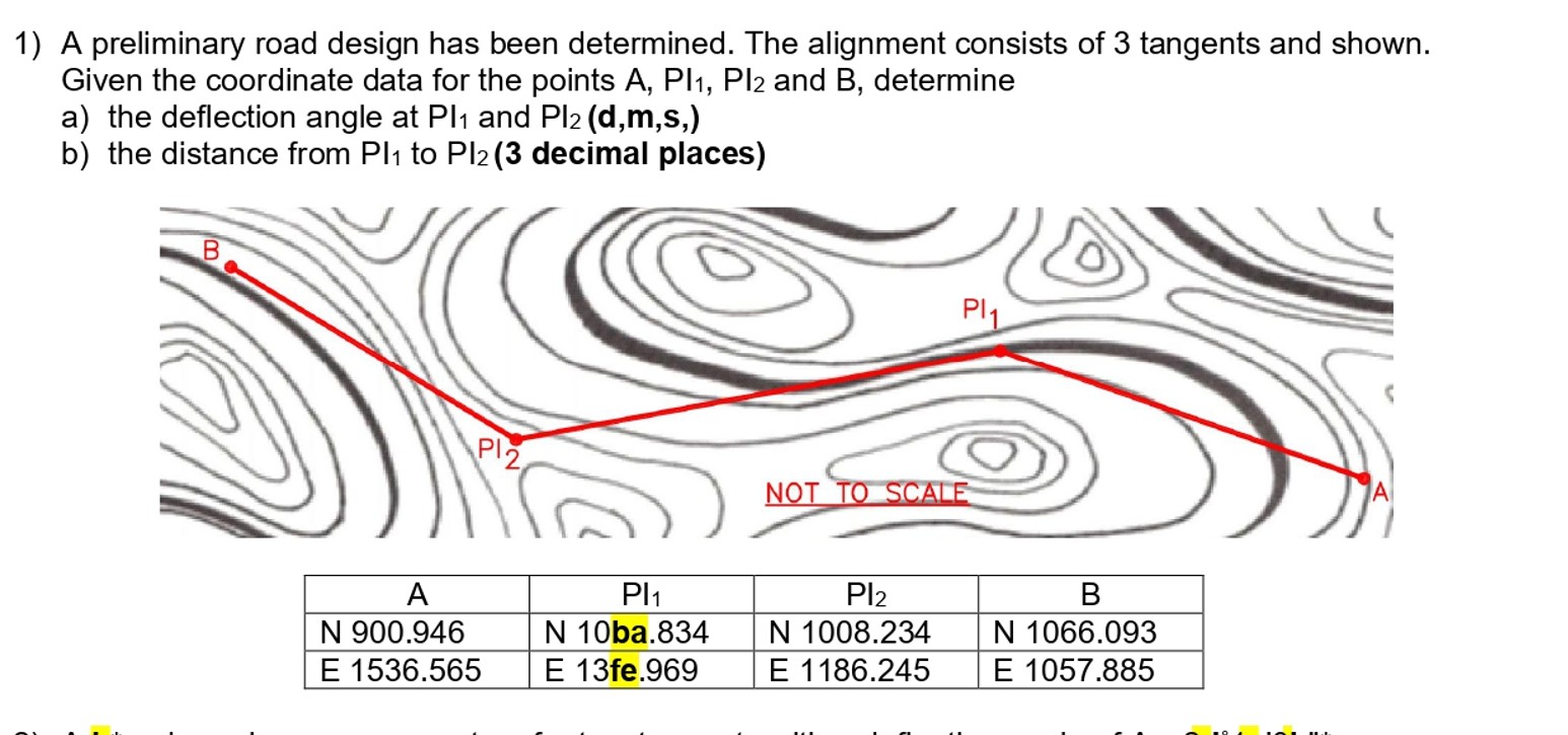 Solved A Preliminary Road Design Has Been Determined. The | Chegg.com