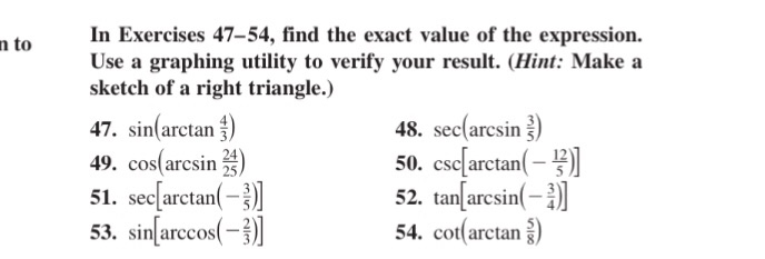 Solved Find The Exact Value Of The Expression Use A Grap Chegg