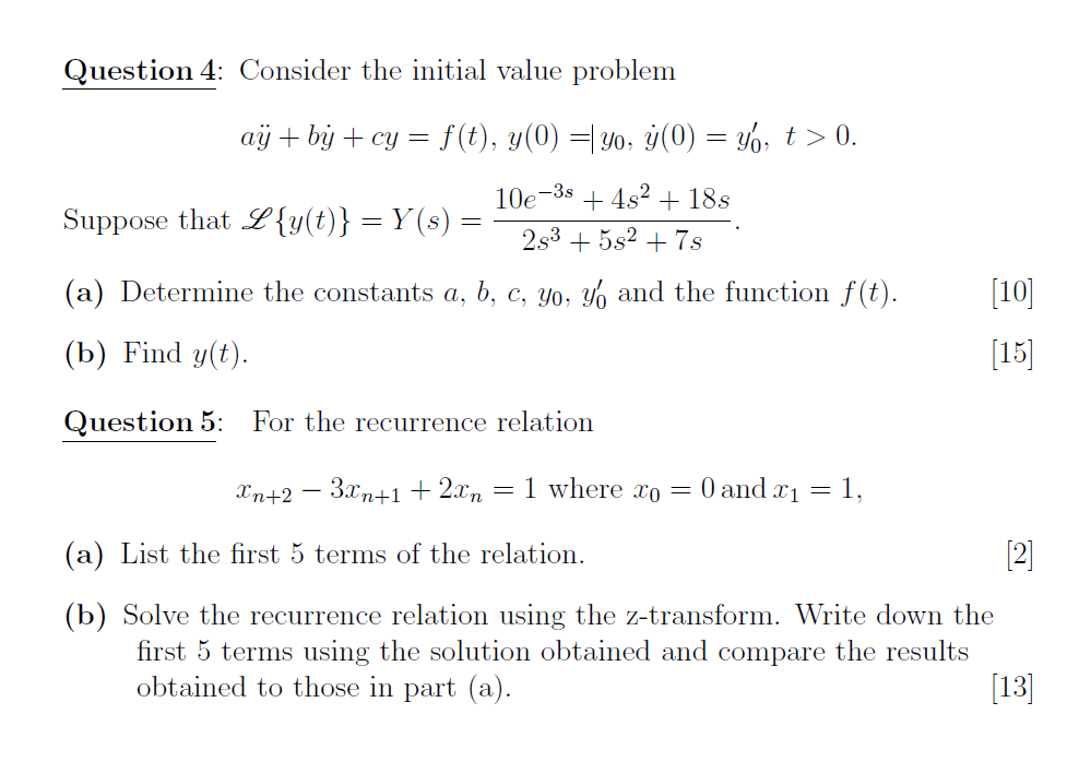 Solved Question 4: Consider the initial value problem ai + | Chegg.com