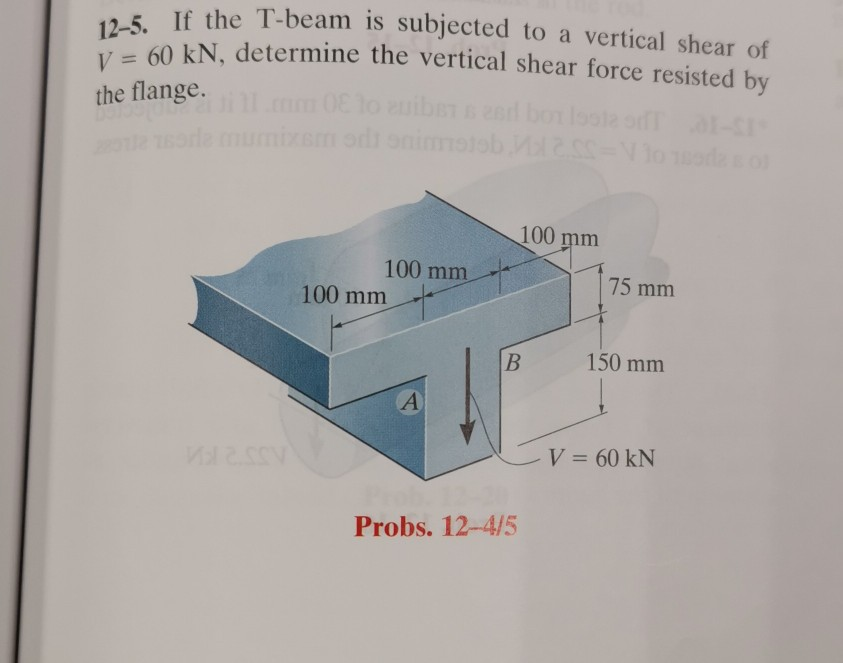 * If the Tbeam is subjected to a vertical shear of V = 60 kN