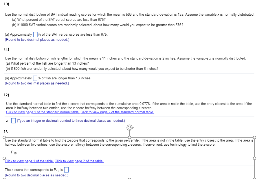Solved 10 Use the normal distribution of SAT critical