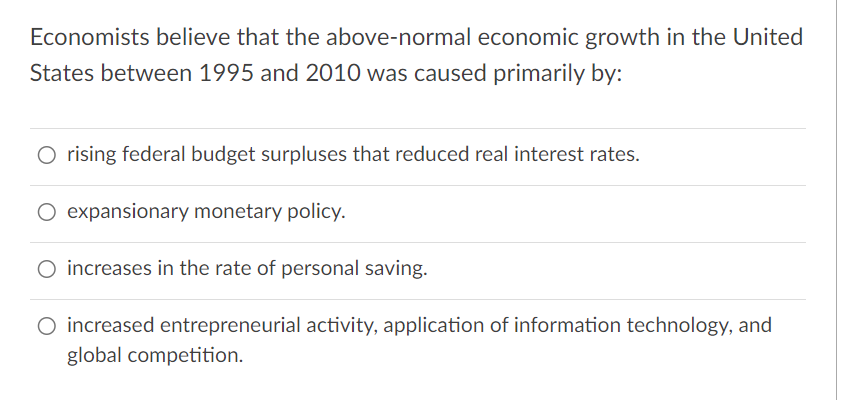 Solved Economists Believe That The Above-normal Economic | Chegg.com