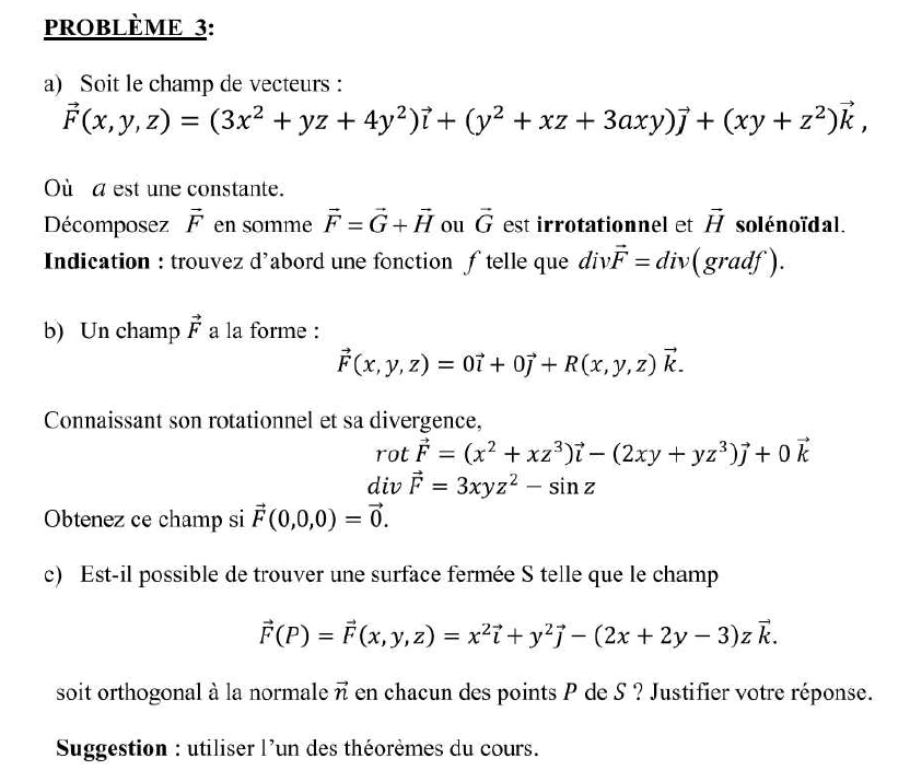 Probleme 3 A Soit Le Champ De Vecteurs F X Y Chegg Com