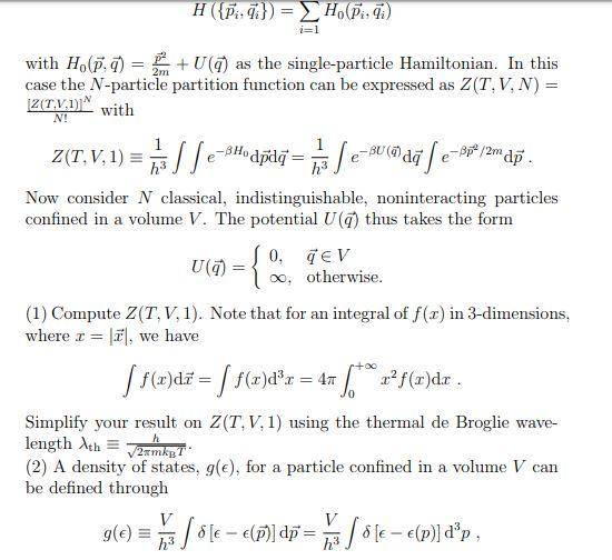 Solved For a classical system consisting of N | Chegg.com