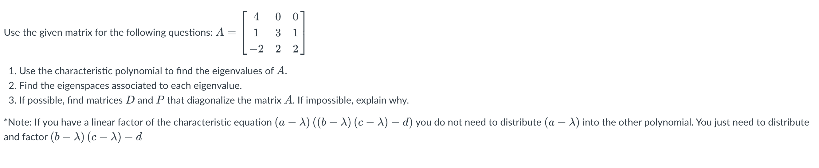 Solved Use the given matrix for the following questions: | Chegg.com