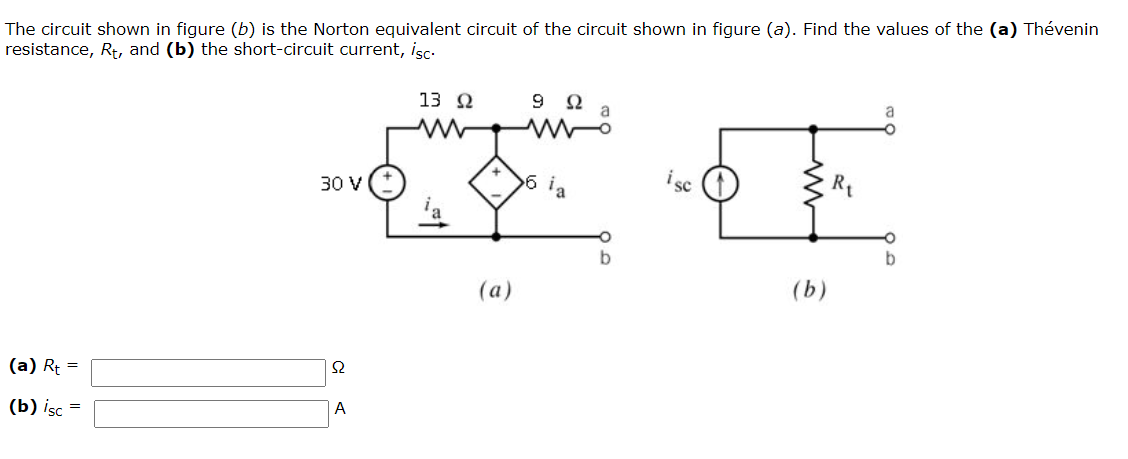 Solved The Circuit Shown In Figure (b) Is The Norton | Chegg.com